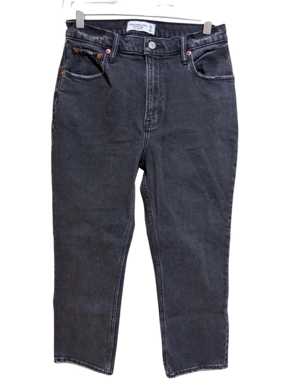 Abercrombie & Fitch Ankle Straight Ultra High Rise Black Jeans Size 27/4S SHORT
